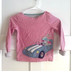 Mini Boden Bunny Driving Car long-sleeve Shirt Size 4-5Y